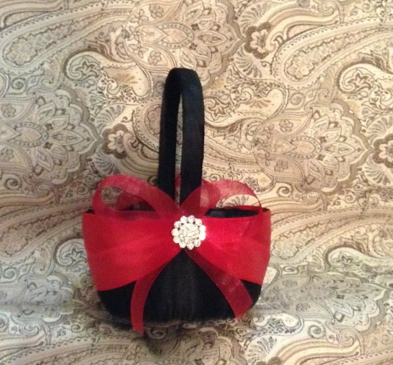Flower girl basket wedding red and black custom made Etsy