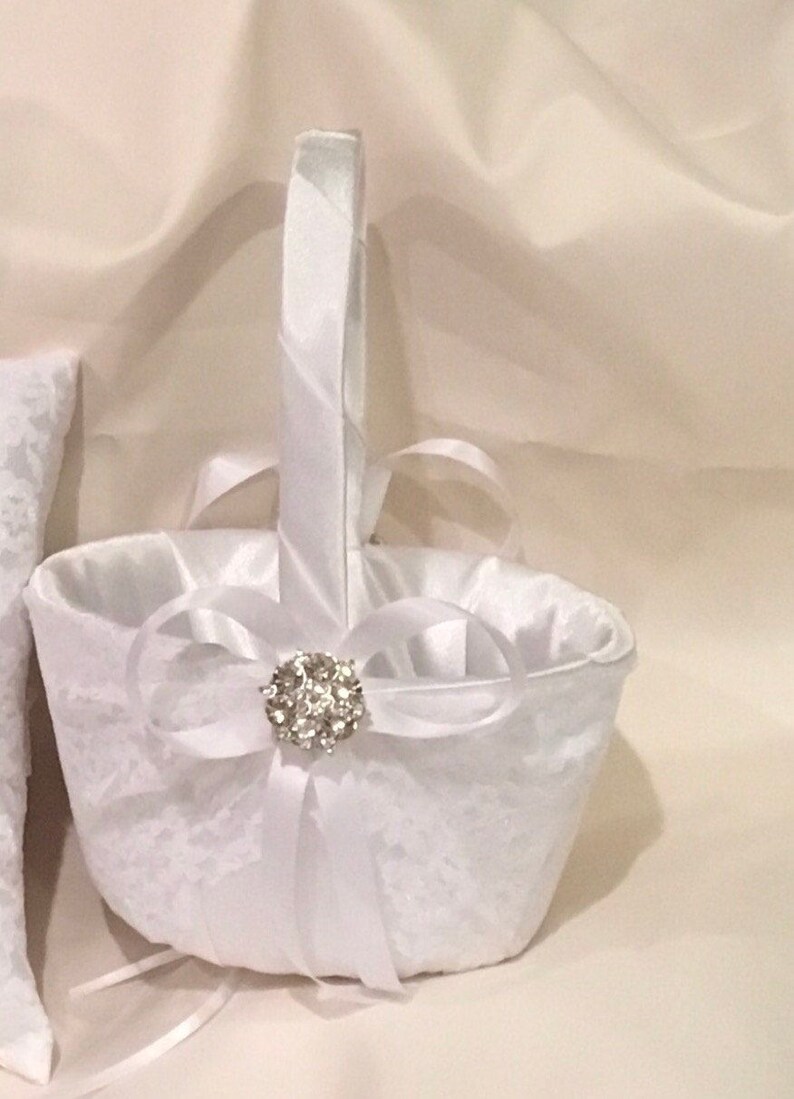 Wedding Flower Girl Basket Ivory or White Color Custom Made Etsy