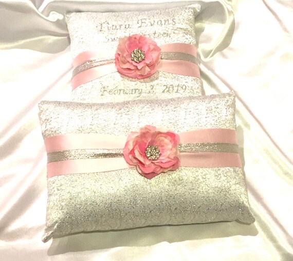 sweet sixteen quinceanera set kneeling shoe pillow white or ivory