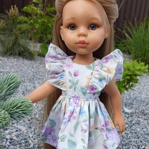 Handmade Floral Doll Dress: Ruffle Sleeve Outfit for 13-inch Paola Reina