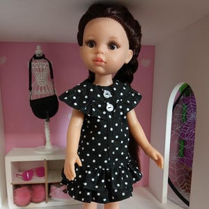 Wednesday Addams Doll Dress: Gothic Outfit for 13&quot; Paola Reina Doll