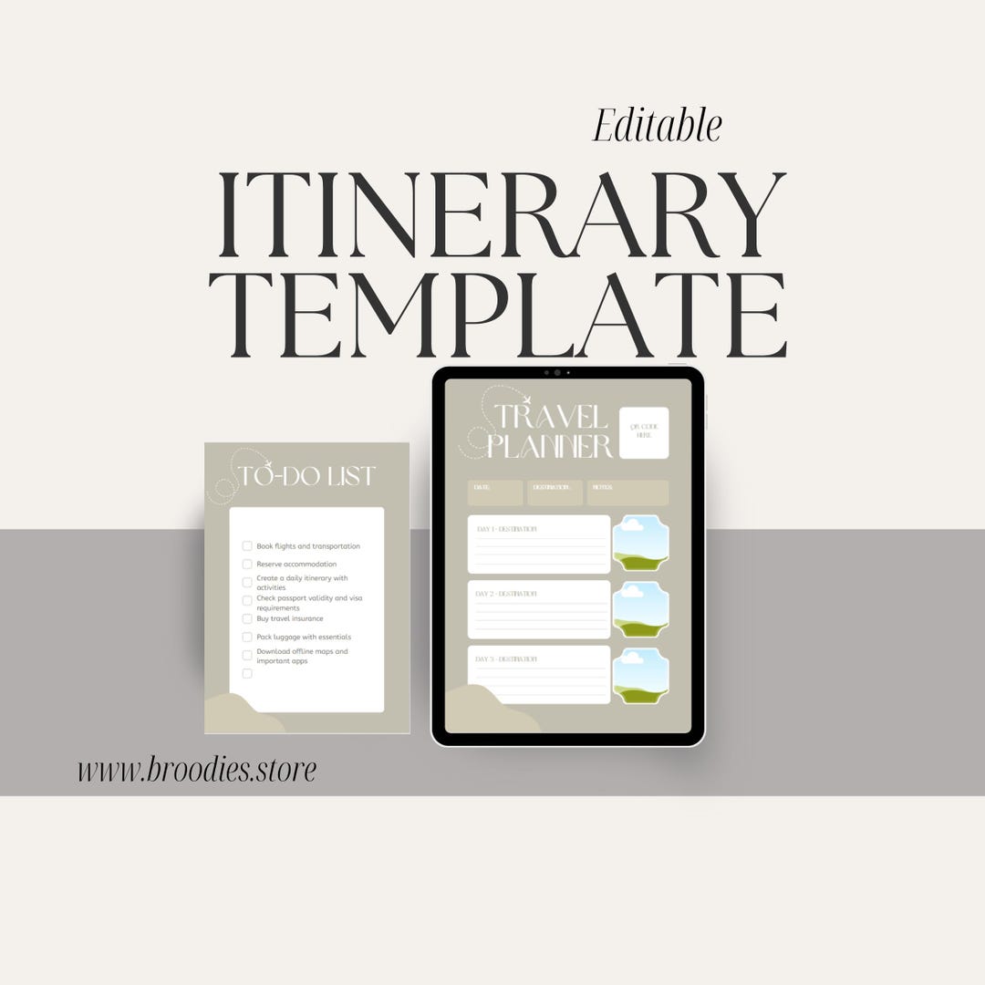 Editable Travel Itinerary Template | Canva Itinerary Planner ...