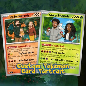 Portrait personnalisé de carte Pokémon | Cadeau personnalisé pour couple, Noël, Halloween, fête des mères, cadeau d'anniversaire, Saint-Valentin (numérique)