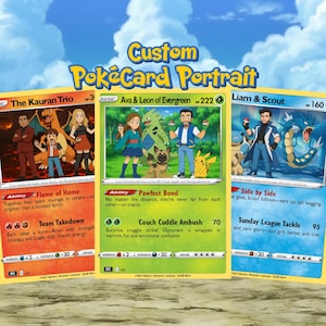 Retrato de PokéCard personalizado (digital) | Presente personalizado, Casal, Natal, Pokémon, Dia das Mães, Presente de aniversário, Aniversário, Dia dos Namorados