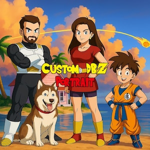Custom DBZ Portrait personalized dbz gift couple portrait dbz family portrait anniversary gift dbz birthday custom dbz art design wall art