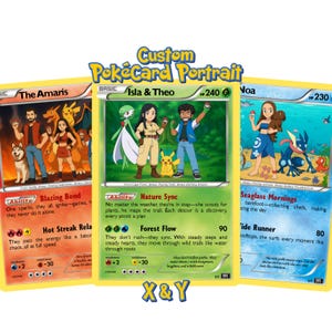 PokeCard personalizada con retrato X e Y (digital)/Regalo personalizado, regalo, cumpleaños, aniversario, Navidad, San Valentín, Día del Padre, Pokémon