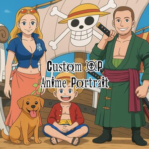 Custom OP Anime Portrait personalized gift anime gifts couple custom portrait birthday couple gift wedding anime design custom art family