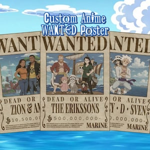 Póster de anime personalizado "SE BUSCA" (retrato digital)/Regalo personalizado, pareja, Navidad, One Piece, Día de la Madre, cumpleaños, aniversario