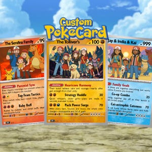 Custom Poke Card Portrait(Digital)| Personalized Gift, Couple, Christmas, Halloween, Mothers day, Birthday gift, valentine's