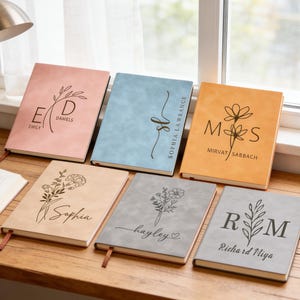 Personalisiertes Lederbuch mit Namen, Personalisiertes Tagebuch mit Geburtsblumen, personalisiertes Notizbuch mit weichem Leder Einband, Geschenk für Lehrer, Geschenk zum Abschluss