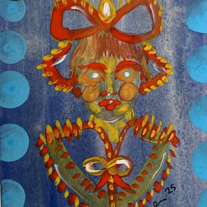 Pintura original pequeño retrato colorido