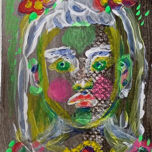 Pintura original pequeno retrato colorido