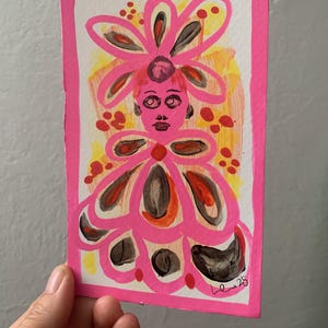Pintura original 10 x 15 cm Mulher entediada
