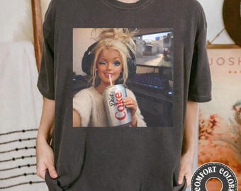 Vintage 90s Funny Doll Face Diet Coke Meme Shirt Graphic Tee For Party Girl