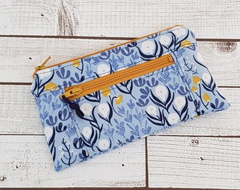 Double Zipper Pouch made with Rae Ritchie Floral Fabric