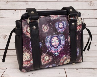Small Snowdrop Satchel made with Corpse Bride vinyl