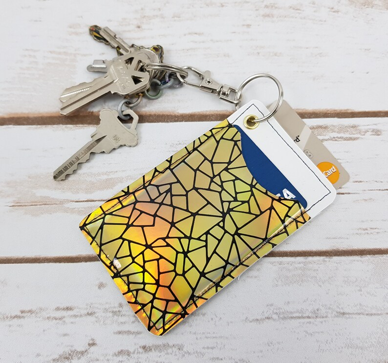 Vinyl Keychain Card Holders Multiple Fabrics Keychain Etsy