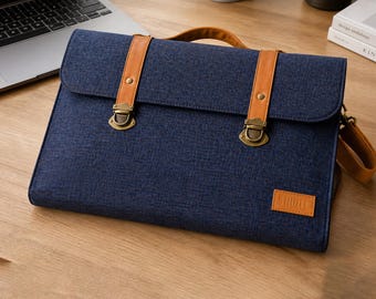 15 Inch Midnight Denim Laptop Sleeve with Handle | Protective Laptop Case for MacBook, HP, Dell & Lenovo | Office, Travel ,Work Bag
