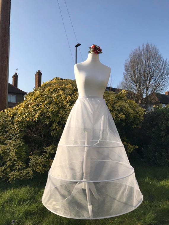 3 Hoop A-Line Petticoat: Bridal Wedding Dress Underskirt (UK Size 4-14)