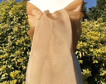 Cinnamon Bronze Organza Shawl: UK Handmade Wedding Wrap