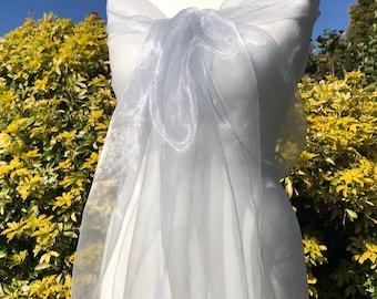 ARGENTO, Organza, Scialle, Sciarpa, Stola, Matrimonio, Sposa, Damigella d'onore, Ballo di fine anno, Festa, Coprispalle, Bolero, Accessori eleganti, Regno Unito