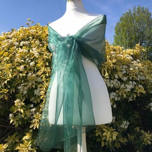 BOTTLE GREEN, Organza, Shawl, Scarf, Stole, Wedding, Bridal, Bridesmaid, Prom, Party, Wrap, Shrug, Bolero, Elegant Accessories, UK