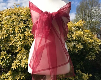 Burgundy Organza Shawl: Handmade UK Wedding Wrap