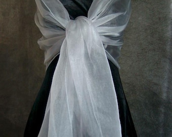 Silver Organza Shawl: Wedding Bridal Wrap - Handmade