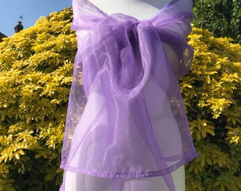 Lavender Organza Shawl: Handmade UK Wedding Wrap