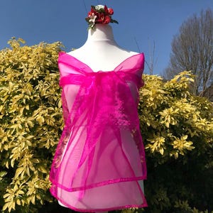 FUCHSIA, Organza, Shawl, Scarf, Stole, Wedding, Bridal, Bridesmaid, Prom, Party, Wrap, Shrug, Bolero, Elegant Accessories, UK