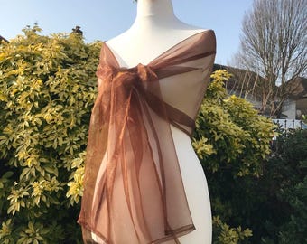 Brown Organza Shawl: UK Handmade Wedding Wrap