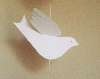 Paper Birds--Beautiful 12-bird Vertical Hanging