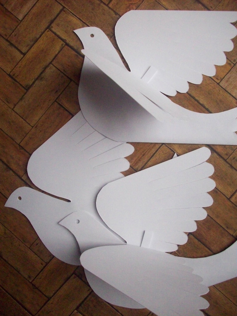 Paper BirdsFive Small White Paper Doves Etsy