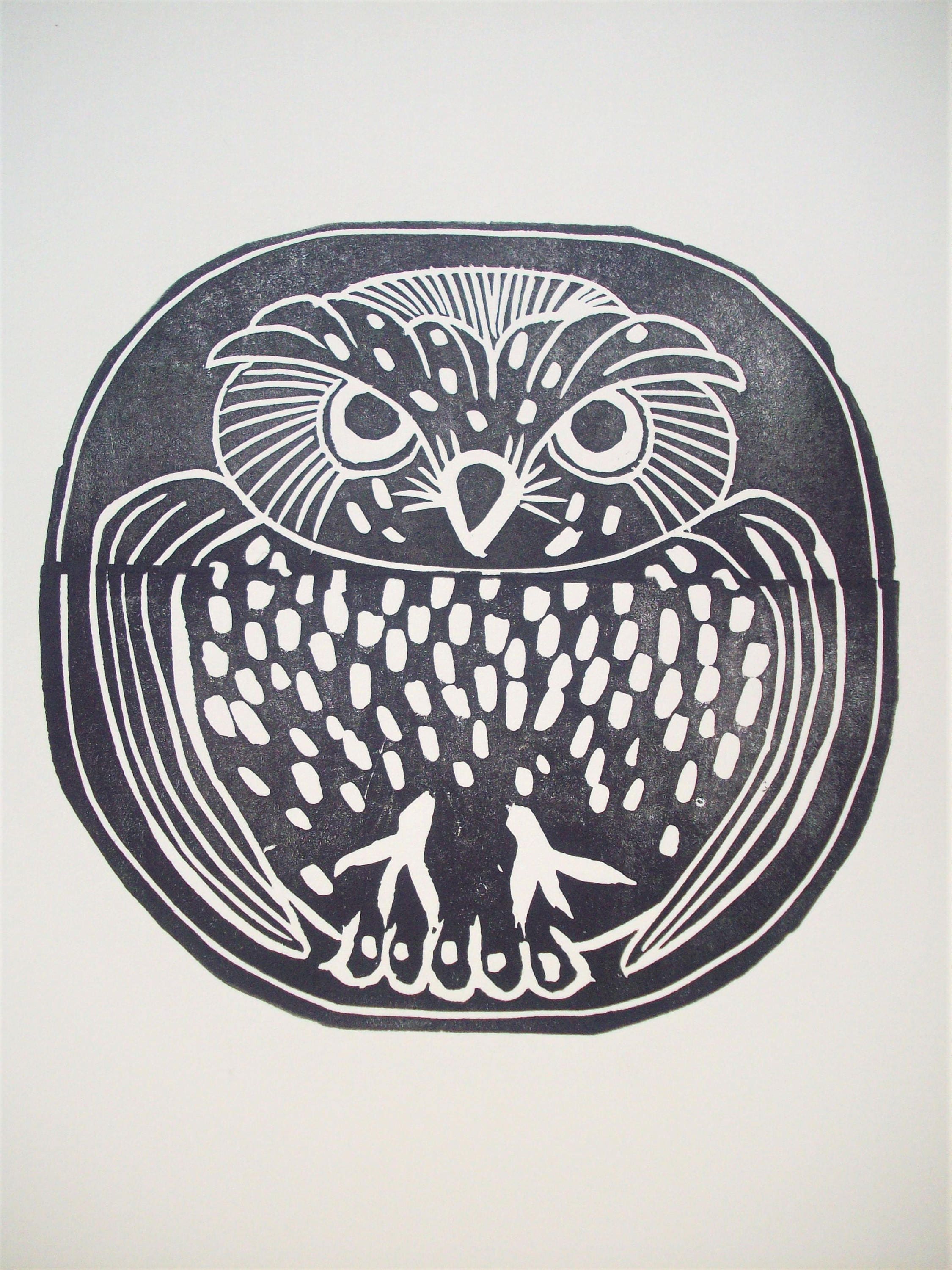 Owl Block Graphics Owl Block Print - Etsy
