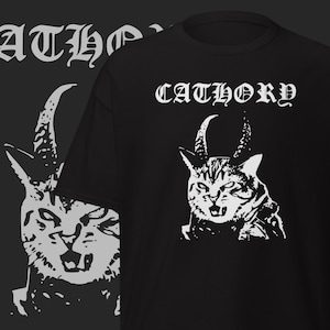 Bathory Parody T-Shirt Funny Black Metal Band Parody Clothing Gifts for Goths Gothic Clothing for Dark-Humored Metal Fans