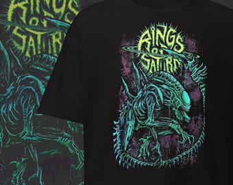 Rings of Saturn Metal Band T-ShirtHeavy Metal Clothing for Tech-Death & Aliencore Fans Deathcore Tee