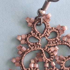 Romantic earrings, tiny dangle earrings, edwardian brown earrings, lace earrings, beaded romantic, earrings30th birthday gift for fiancee