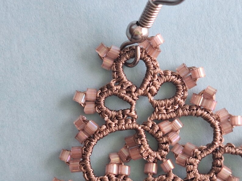 Romantic earrings, tiny dangle earrings, edwardian brown earrings, lace earrings, beaded romantic, earrings30th birthday gift for fiancee