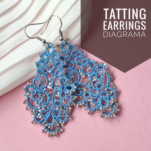 Tatting earrings pattern, lace earrings pattern, long lace earrings tuttorial, tatting jewelry , handmade tuttorial jewelry, tatting lace