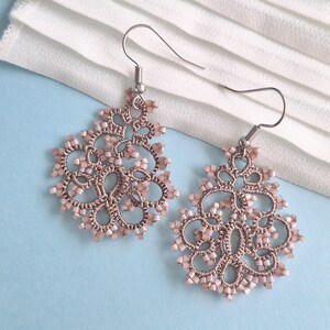 Romantic earrings, tiny dangle earrings, edwardian brown earrings, lace earrings, beaded romantic, earrings30th birthday gift for fiancee