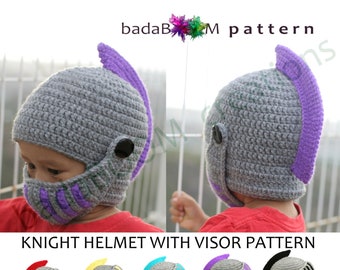 Pdf Crochet PATTERN Children Knight Hat RolePlay Crocheted Knight Helmet Hat with Visor Pattern