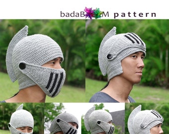 Pdf Crochet PATTERN Adult Men Woman Knight Hat RolePlay Crocheted Knight Helmet Hat with Visor Pattern