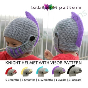 Pdf Crochet PATTERN Children Knight Hat RolePlay Crocheted Knight Helmet Hat with Visor Pattern