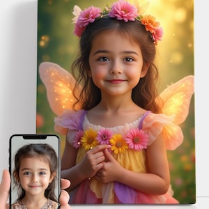 Custom Fairy Portrait from Your Photo – Personalized Fantasy Art for Girls, Unique Birthday Gift - Princess Portrait From Photo