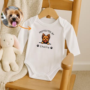 Baby Shower Gift, Protected by Pets Onesie®, Custom Dogs and Cats bodysuit, Personalized Baby Gift, Custom Dog and Cat Breeds, Baby Gift