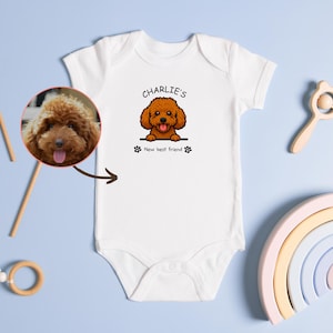 New Best Friend Onesie®, Protected By Dog Onesie®, Personalized Dog Name Onesie®, Baby Shower Gift, Newborn Baby Gift