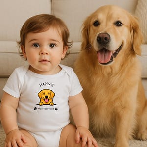 New Best Friend Onesie®,Baby Shower Gift, Protected By Dog Onesie®,Personalized Dog Name Onesie®,Newborn Baby Gift,Custom Dog and Cat Breeds