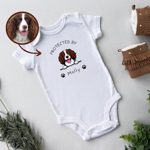 Baby Shower Gift, Protected by Pets Onesie®, Custom Dogs and Cats bodysuit, Personalized Baby Gift, Custom Dog and Cat Breeds, Baby Gift