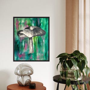 Magic mushroom fine art print: large poster, canvas print, small framed print - colorful art print / mushroom lover / dream art / forest art