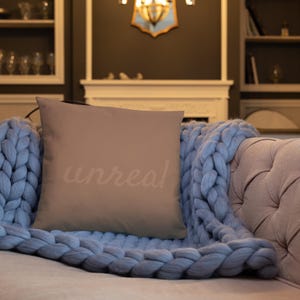 Chocolate Fudge Throw Pillow: &quot;UNREAL&quot; Text, Modern Home Decor